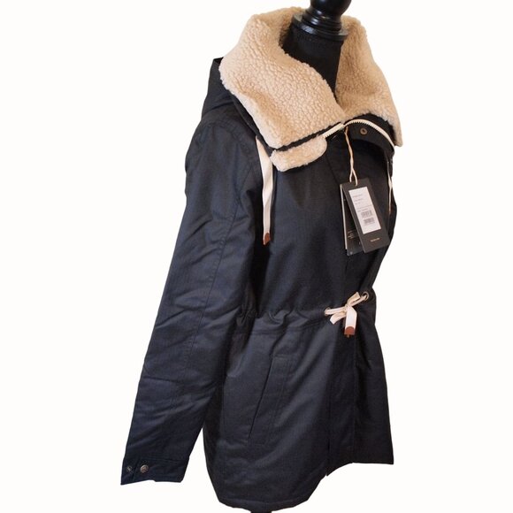 Burton Hazelton Hooded Jacket Womens Sherpa Fleece Collar True Black Size XS - Picture 4 of 13